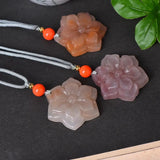 Golden Silk Jade Flower Pendant Necklace Natural Luck