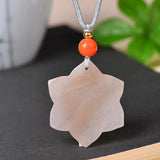 Golden Silk Jade Flower Pendant Necklace Natural Luck