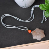 Golden Silk Jade Flower Pendant Necklace Natural Luck