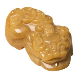 Natural Golden Silk Jade Lucky Pixiu Pendant Hand-Carved Charm