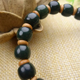 Hetian Cyan Jade Barrel Beads Bracelet Luck Gift