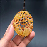 Hand-Carved Antique Four Spirits Mythical Beast Necklace Pendant
