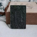 Hand-carve Dark Green Jade Necklace Pendant Jewelry Men Women Luck