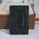 Hand-carve Dark Green Jade Necklace Pendant Jewelry Men Women Luck