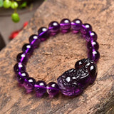 Hand-carve Amethyst Pixiu Bracelet for Luck