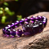 Hand-carve Amethyst Pixiu Bracelet for Luck