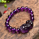 Hand-carve Amethyst Pixiu Bracelet for Luck