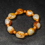 Hand-carved Hetian Jade Seed Raw Stone Baranglet Bracelet Men Women Luck