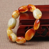 Hand-carved Hetian Jade Seed Raw Stone Baranglet Bracelet Men Women Luck