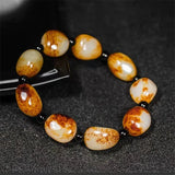 Hand-carved Hetian Jade Seed Raw Stone Baranglet Bracelet Men Women Luck