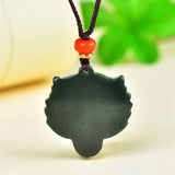 Hand-carve Hetian jade Cyan Tiger Head Necklace Pendant Men Women Luck Gifts
