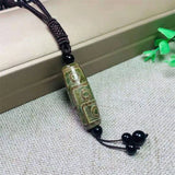 Hand-carve Jade Agate Dzi Bead Necklace Pendant Jewelry Men Women Luck