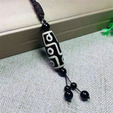 Hand-carve Jade Agate Dzi Bead Necklace Pendant Jewelry Men Women Luck
