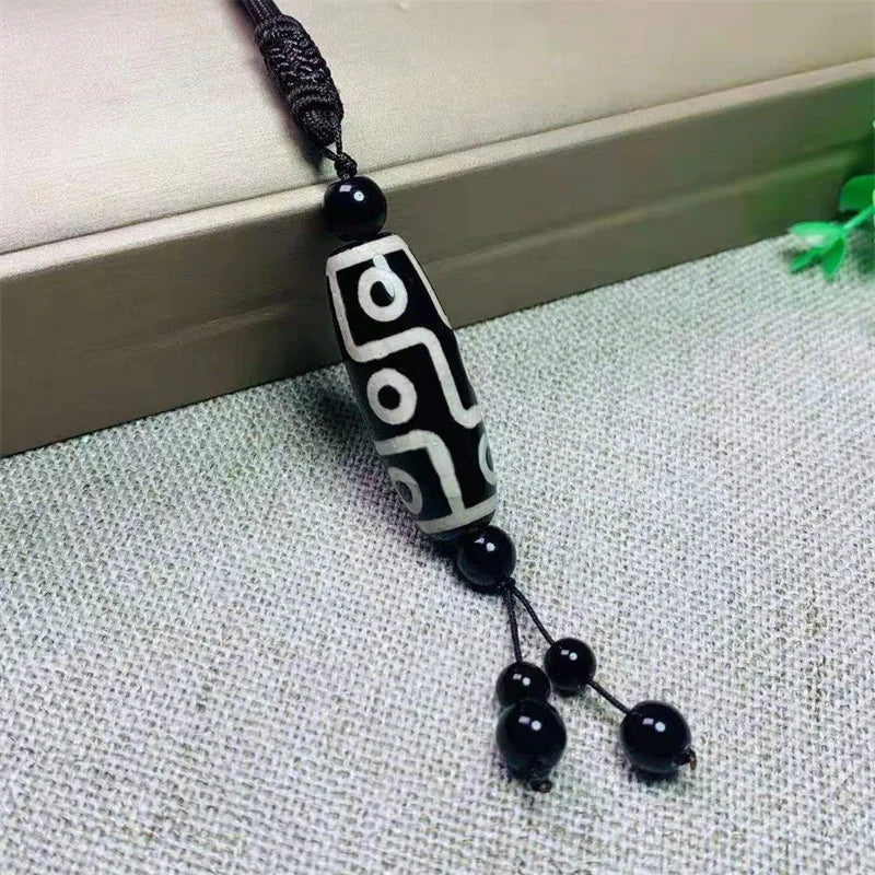Hand-carve Jade Agate Dzi Bead Necklace Pendant Jewelry Men Women Luck