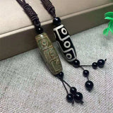 Hand-carve Jade Agate Dzi Bead Necklace Pendant Jewelry Men Women Luck
