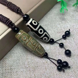Hand-carve Jade Agate Dzi Bead Necklace Pendant Jewelry Men Women Luck