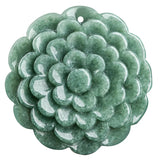 Hand-carved Jade Bean Peony Flower Necklace Pendant