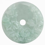 Hand-carve Jade Blooming Fortune Pingan Buckle Necklace Pendant