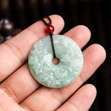 Hand-carve Jade Blooming Fortune Pingan Buckle Necklace Pendant