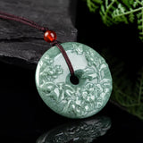 Hand-carve Jade Pingan Buckle Necklace Pendant Men Women Luck