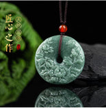 Hand-carve Jade Pingan Buckle Necklace Pendant Men Women Luck