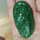 Natural Hand-carve Jade Cicada Necklace Pendant Jewelry Men Women Luck Gifts