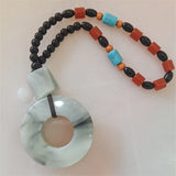 Natural Hand-carve Jade Circle Necklace Pendant Luck