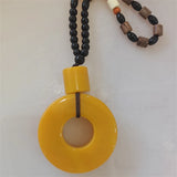 Natural Hand-carve Jade Circle Necklace Pendant Luck