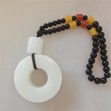 Natural Hand-carve Jade Circle Necklace Pendant Luck