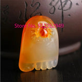 Hand-carve Jade Contentment with Changle Little Feet Necklace Pendant