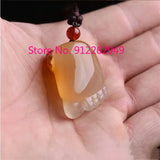 Hand-carve Jade Contentment with Changle Little Feet Necklace Pendant