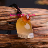 Hand-carve Jade Contentment with Changle Little Feet Necklace Pendant