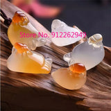 Hand-carve Jade Contentment with Changle Little Feet Necklace Pendant