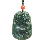 Hand-carved Jade Cyan Kylin Necklace Pendant for Luck