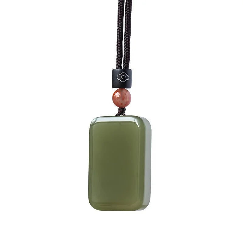 Natural Jade Cyan Pingan Necklace Pendant Men Women Luck