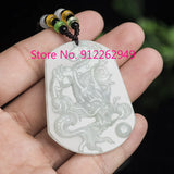 Hand-carve Jade Domineering Dragon Card Necklace Pendant