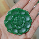Hand-carved Jade Flowers Necklace Pendant Men Women Luck Gifts