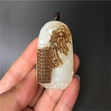Hand-carve Jade Fortune Abacus Necklace Pendant Jewelry
