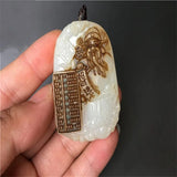 Hand-carve Jade Fortune Abacus Necklace Pendant Jewelry