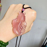 Hand-carve Jade Goldfish Necklace Pendant Jewelry Men Women Luck