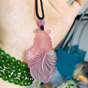 Hand-carve Jade Goldfish Necklace Pendant Jewelry Men Women Luck
