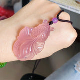 Hand-carve Jade Goldfish Necklace Pendant Jewelry Men Women Luck