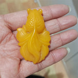 Natural Hand-carve Jade Goldfish Yellow Necklace Pendant Jewelry Luck Gifts