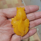 Natural Hand-carve Jade Goldfish Yellow Necklace Pendant Jewelry Luck Gifts