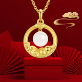Hand-Carved Jade Gourd Necklace Pendant - Luck