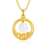 Hand-Carved Jade Gourd Necklace Pendant - Luck