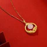 Hand-Carved Jade Gourd Necklace Pendant - Luck