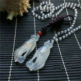 Hand-carved Jade Guanyin Bergamot Pendant Necklace