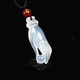 Hand-carved Jade Guanyin Bergamot Pendant Necklace