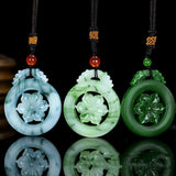 Hand-carved Jade Hollow Flowers Necklace Pendant